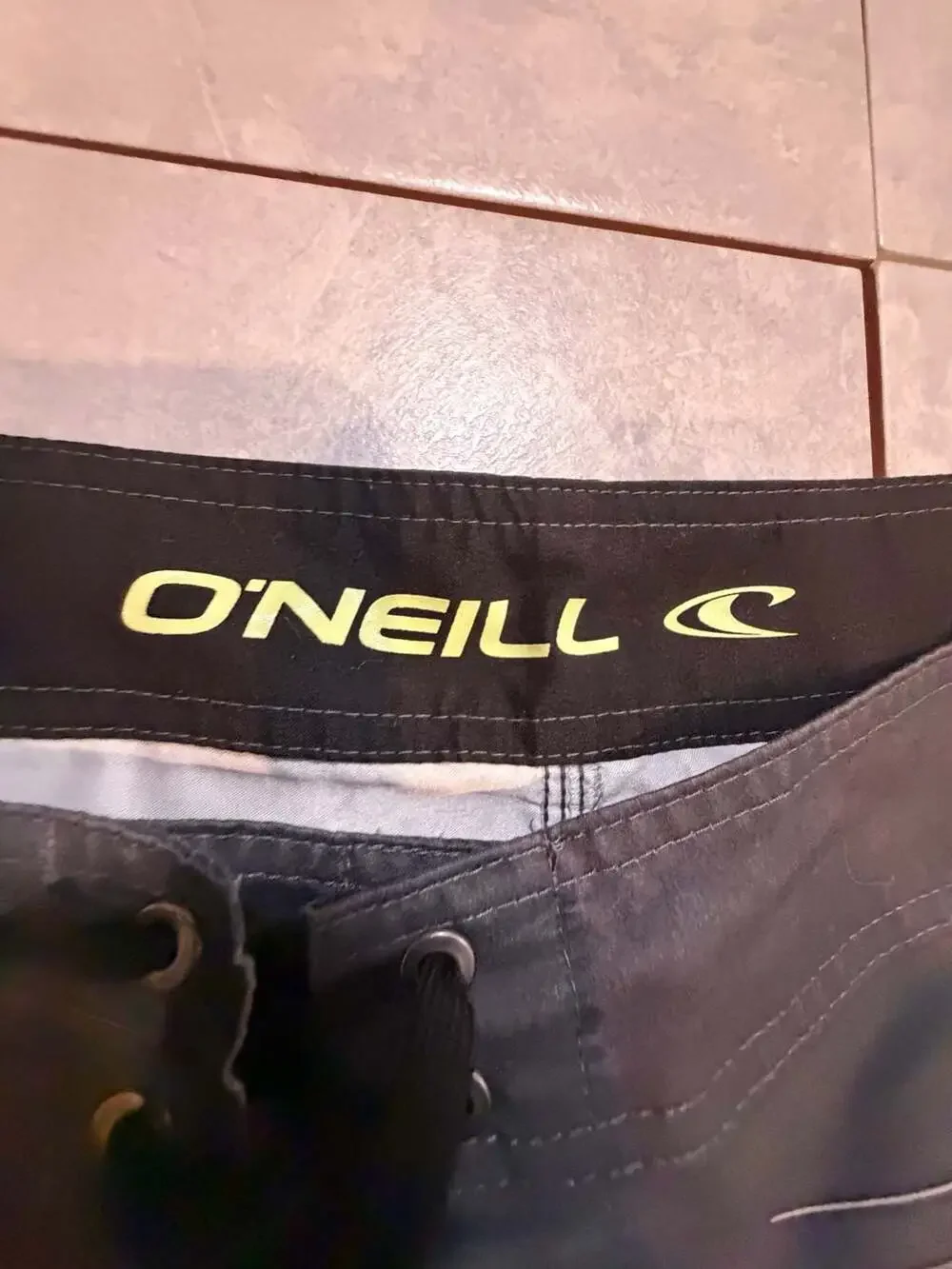 O'Neill Board Shorts Size 36 Striped Blue Green Surf Trunks